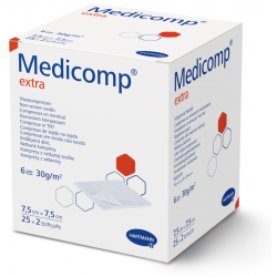 Compresses Medicomp® extra 6 plis stériles, 7.5 x 7.5 cm, 25 x 2 pièces