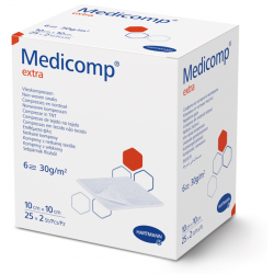 Compresses Medicomp® extra 6 plis stériles, 10 x 10 cm, 25 x 2 pièces