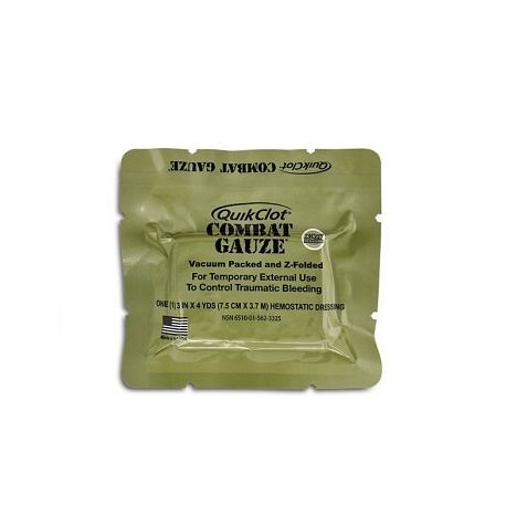QuikClot Combat Gauze Z-Fold - CE, 7.5cm x 3.7m - stérile