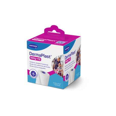 DermaPlast® easy-rip, bande de fixation et de soutien cohésive et déchirable blanc 6 cm x 4 m