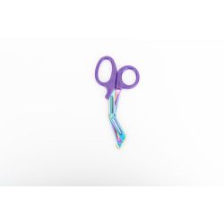 Ciseaux à habits violet avec lame arc-en-ciel